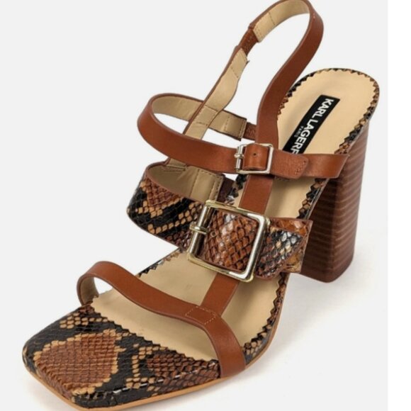 EUC KARL LAGERFELD PARIS Marlow Slingback Heels Square Toe earth brown (7) - Picture 1 of 9